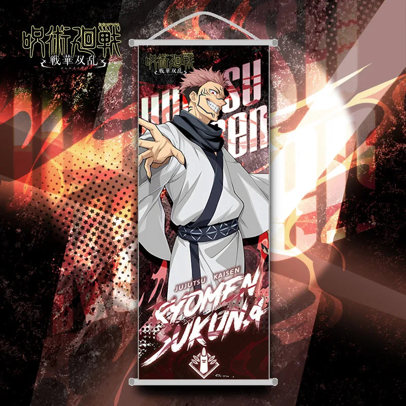 New  Jujutsu Kaisen Itadori Yuji Anime Peripherals Hanging Poster Satoru Gojo Geto Suguru Scroll Mural 25*70Cm