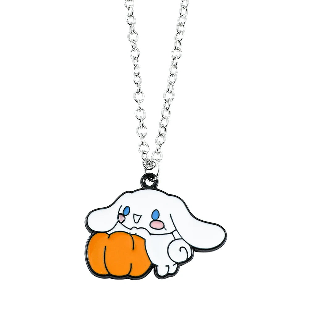 Anime Sanrio Necklace Cute Cartoon Figure Action Cinnamoroll Metal Badge Pendant Necklace Kawaii Jewelry Accessories Gifts