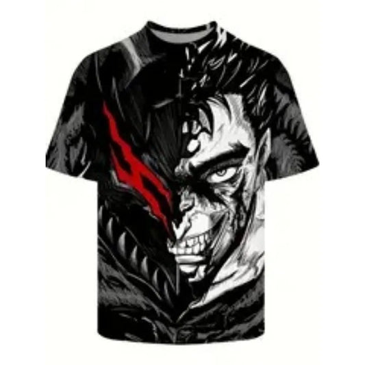 Japan Anime Comics Berserk ベルセルク 3D Print Role Hobby Clothing Short Sleeve T-Shirt Oversized Top Quick-Drying Tee Animation Fans