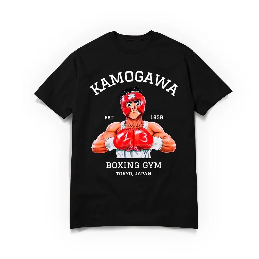 Men T-Shirt Anime Hajime No Ippo Kamogawa Boxing Gym Cotton Oversized Summer Loose Tops Tees Fashion round Neck Short Sleeve