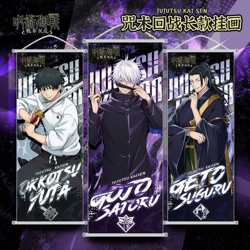 New  Jujutsu Kaisen Itadori Yuji Anime Peripherals Hanging Poster Satoru Gojo Geto Suguru Scroll Mural 25*70Cm