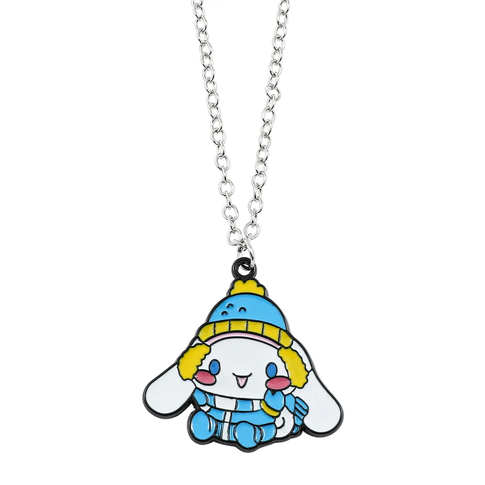 Anime Sanrio Necklace Cute Cartoon Figure Action Cinnamoroll Metal Badge Pendant Necklace Kawaii Jewelry Accessories Gifts