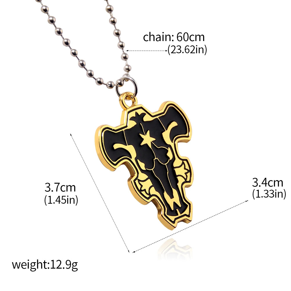 Anime Black Clover Necklace Asta Black Bulls Yuno Pendant Necklace for Women or Men Cosplay Jewelry