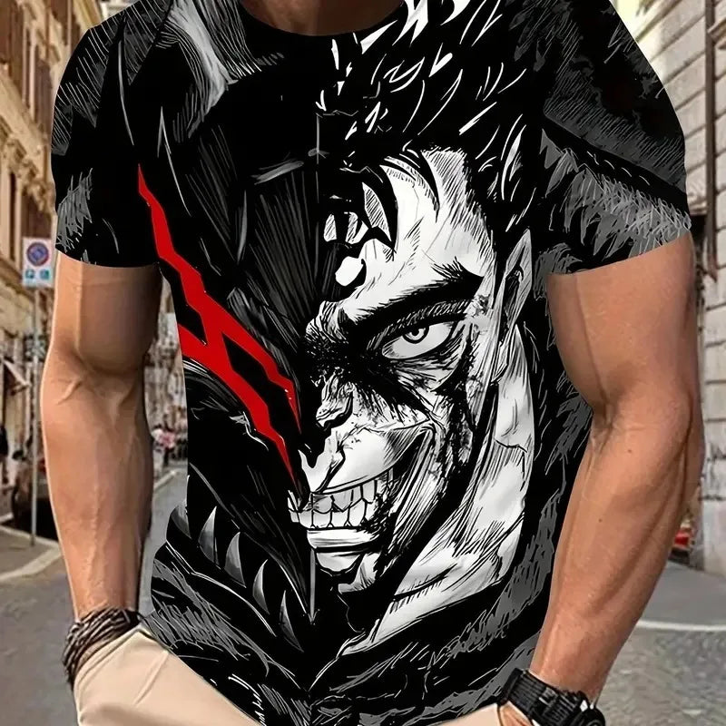 Japan Anime Comics Berserk ベルセルク 3D Print Role Hobby Clothing Short Sleeve T-Shirt Oversized Top Quick-Drying Tee Animation Fans