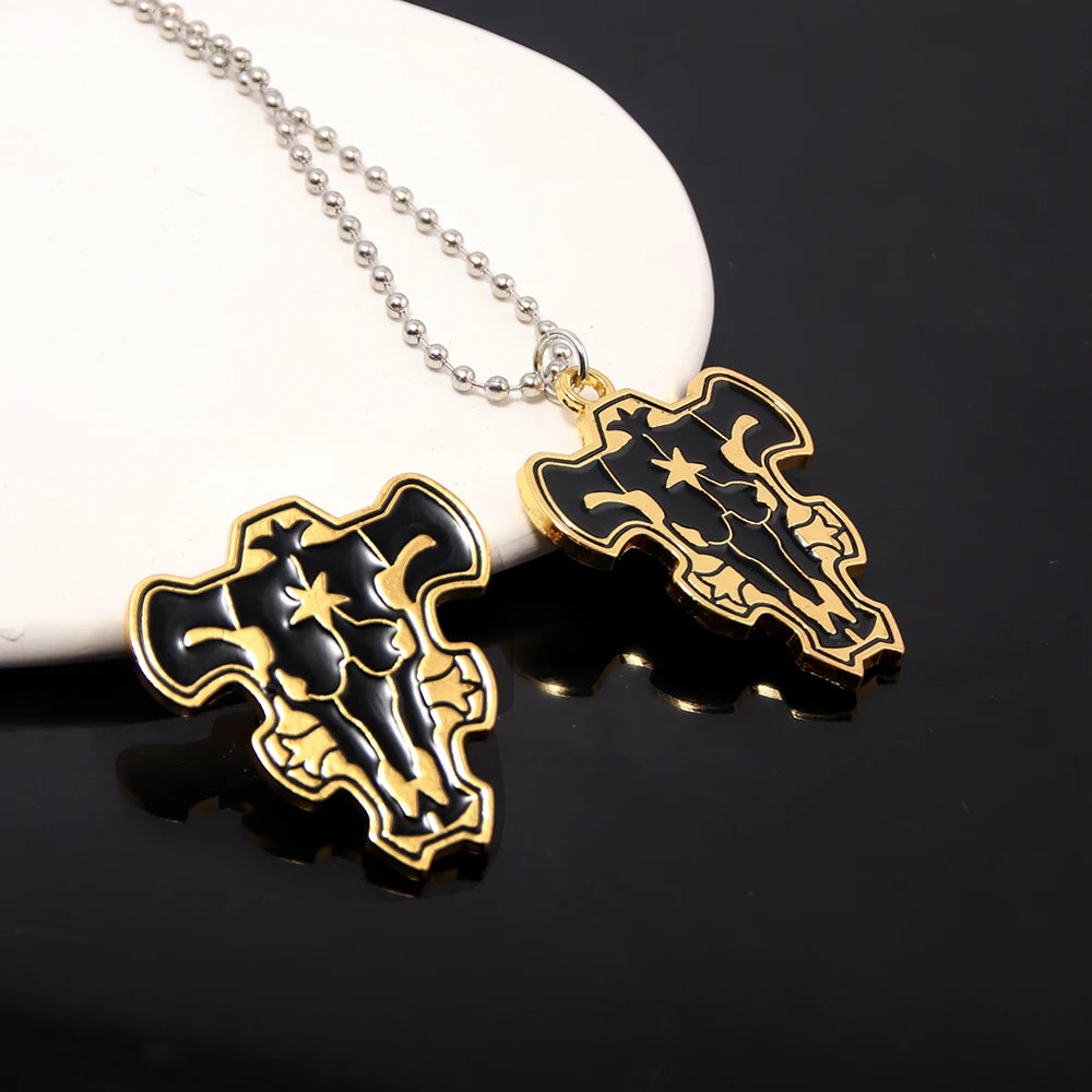 Anime Black Clover Necklace Asta Black Bulls Yuno Pendant Necklace for Women or Men Cosplay Jewelry