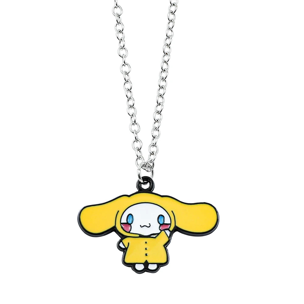 Anime Sanrio Necklace Cute Cartoon Figure Action Cinnamoroll Metal Badge Pendant Necklace Kawaii Jewelry Accessories Gifts