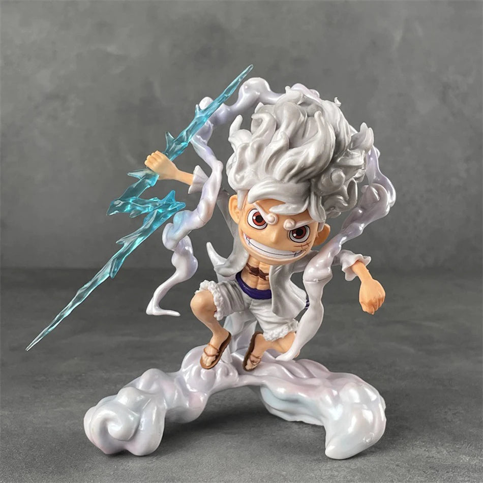 16Cm One Piece Anime Figure Sun God Nika Luffy Gear 5 Q Version Statue Action Figure Model Doll Decoration Collection Toys Gifts