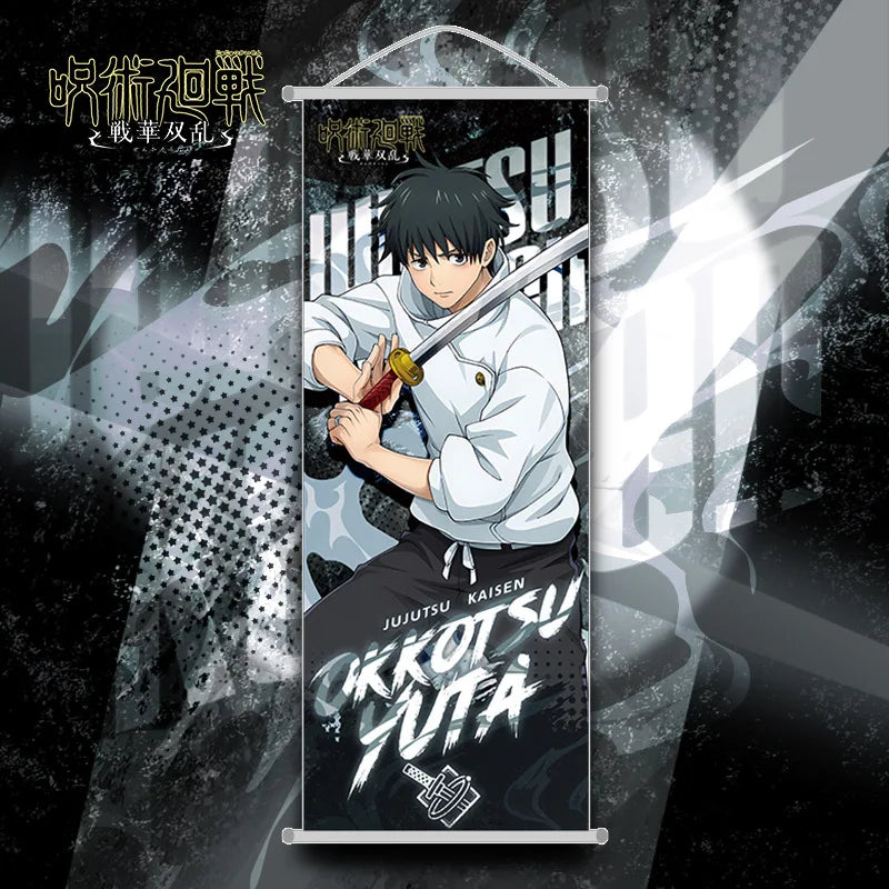 New  Jujutsu Kaisen Itadori Yuji Anime Peripherals Hanging Poster Satoru Gojo Geto Suguru Scroll Mural 25*70Cm