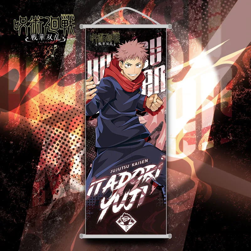 New  Jujutsu Kaisen Itadori Yuji Anime Peripherals Hanging Poster Satoru Gojo Geto Suguru Scroll Mural 25*70Cm