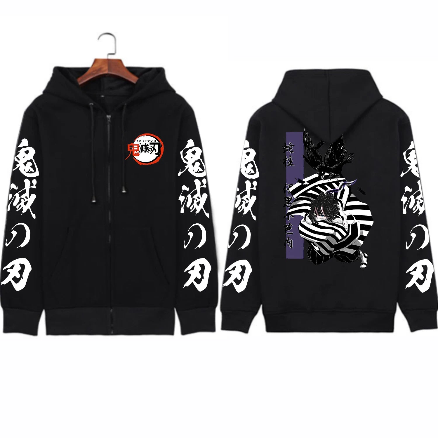 Anime Demon Hoodie Slayer Iguro Obanai Men Women Zip Up Hoodies