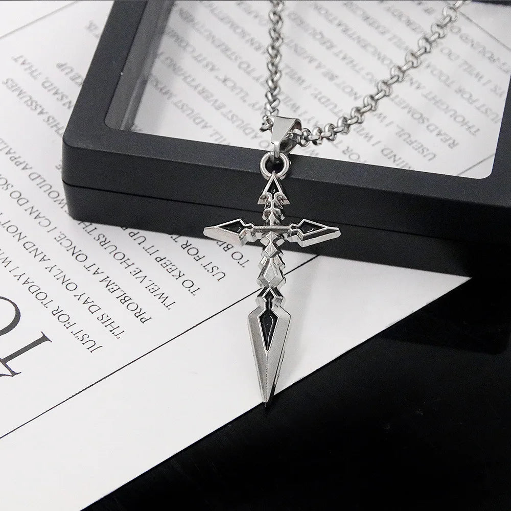 Anime Fate Stay Night Necklace Fate Zero Saber Emiya Cross Pendant Necklace for Women Men Accessories Manga Jewelry Gift