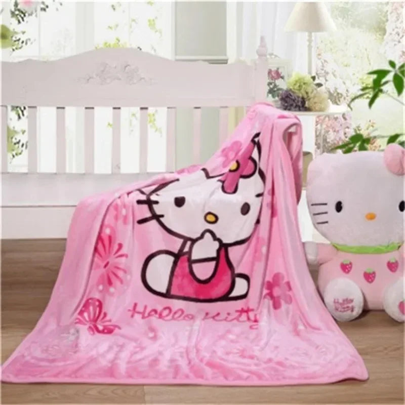 Hello Kitty Soft Fluffy Blanket Cartoon Cute Plush Kawaii Blanket Perfect for Girls Multifunctional Blanket Birthday Gift