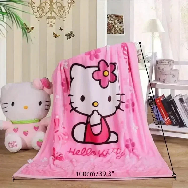 Hello Kitty Soft Fluffy Blanket Cartoon Cute Plush Kawaii Blanket Perfect for Girls Multifunctional Blanket Birthday Gift