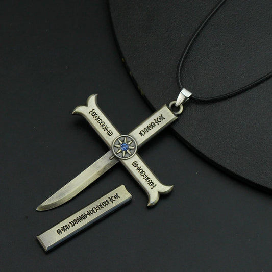 Anime Dracule Mihawk Cross Pendant Necklace Friendship Men Women Gift Anime Jewelry Key Chains Accessories