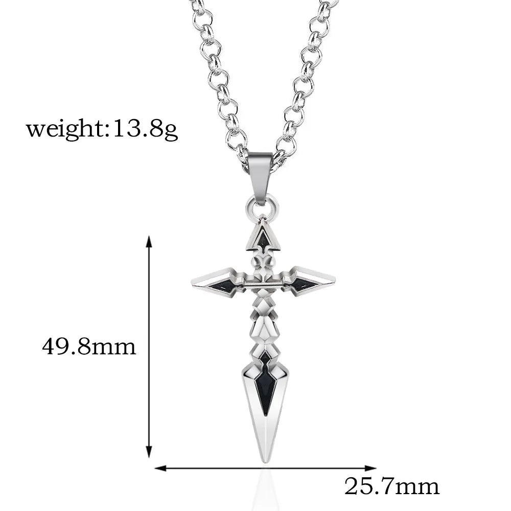 Anime Fate Stay Night Necklace Fate Zero Saber Emiya Cross Pendant Necklace for Women Men Accessories Manga Jewelry Gift