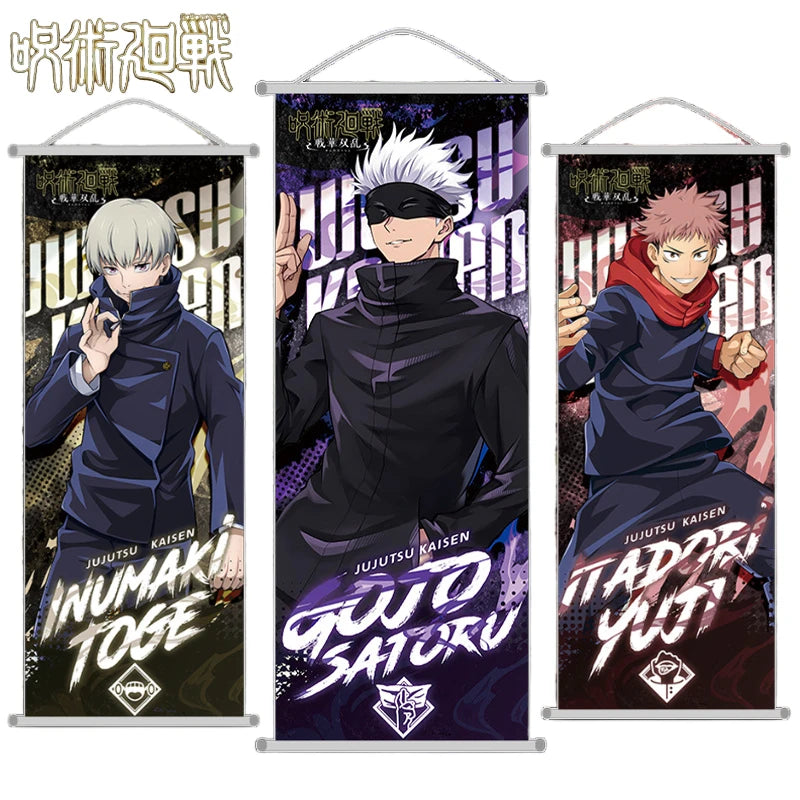 New  Jujutsu Kaisen Itadori Yuji Anime Peripherals Hanging Poster Satoru Gojo Geto Suguru Scroll Mural 25*70Cm