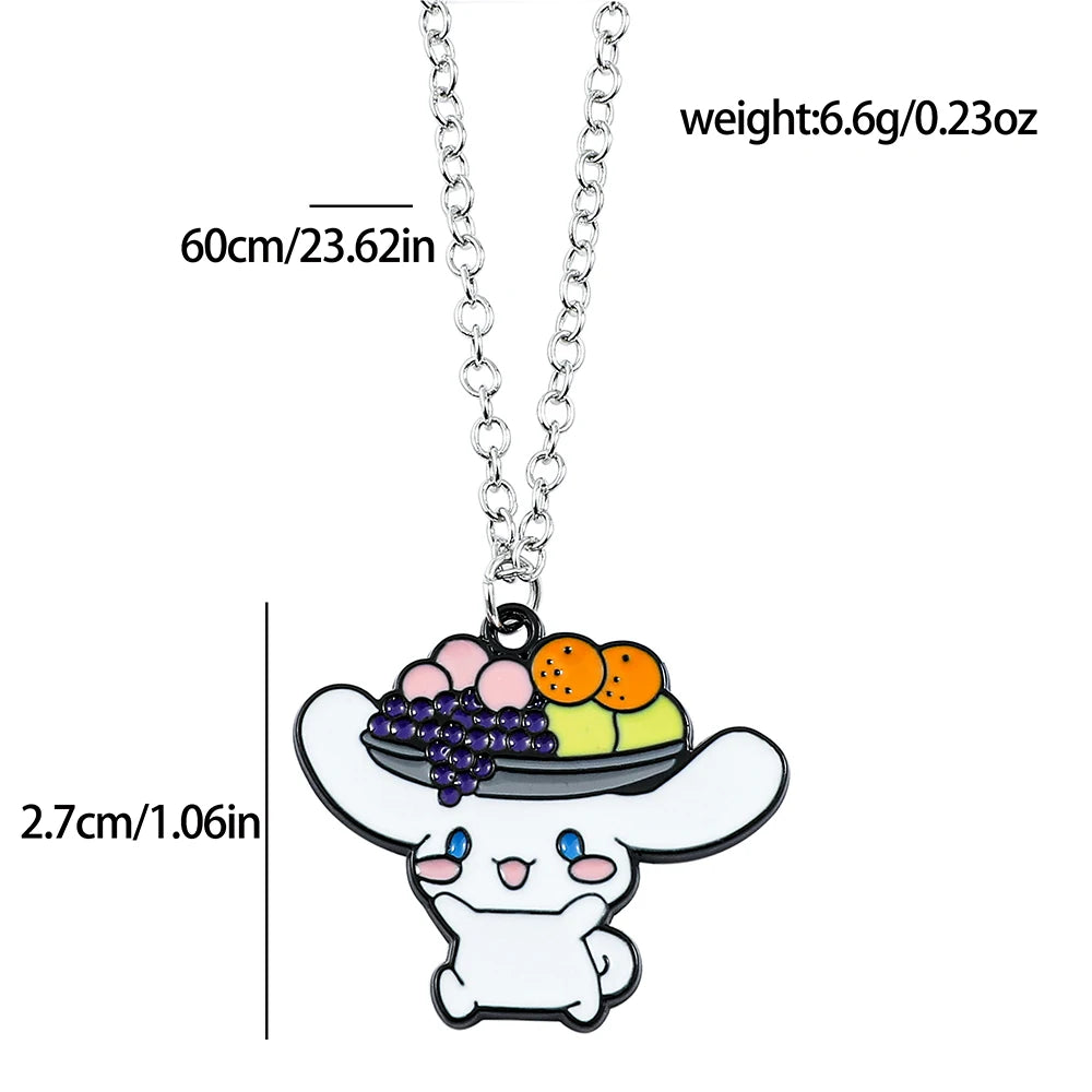 Anime Sanrio Necklace Cute Cartoon Figure Action Cinnamoroll Metal Badge Pendant Necklace Kawaii Jewelry Accessories Gifts