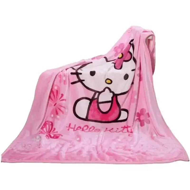 Hello Kitty Soft Fluffy Blanket Cartoon Cute Plush Kawaii Blanket Perfect for Girls Multifunctional Blanket Birthday Gift