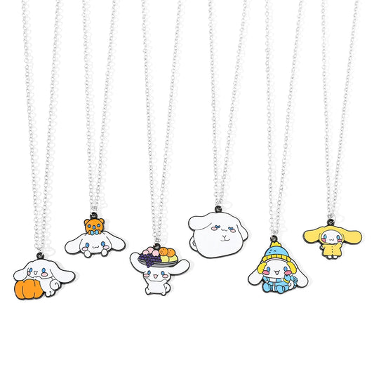 Anime Sanrio Necklace Cute Cartoon Figure Action Cinnamoroll Metal Badge Pendant Necklace Kawaii Jewelry Accessories Gifts