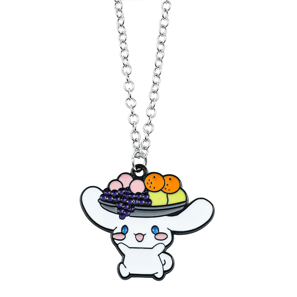 Anime Sanrio Necklace Cute Cartoon Figure Action Cinnamoroll Metal Badge Pendant Necklace Kawaii Jewelry Accessories Gifts