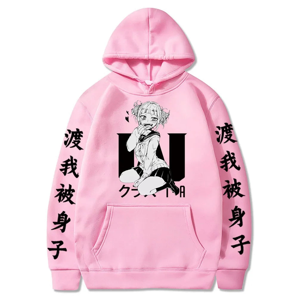 Japan Anime My Hero Academia Himiko Toga Cross My Body Hoodies Sweatshirts Loose Boku No Hero Academia for Woman/Man Hooded