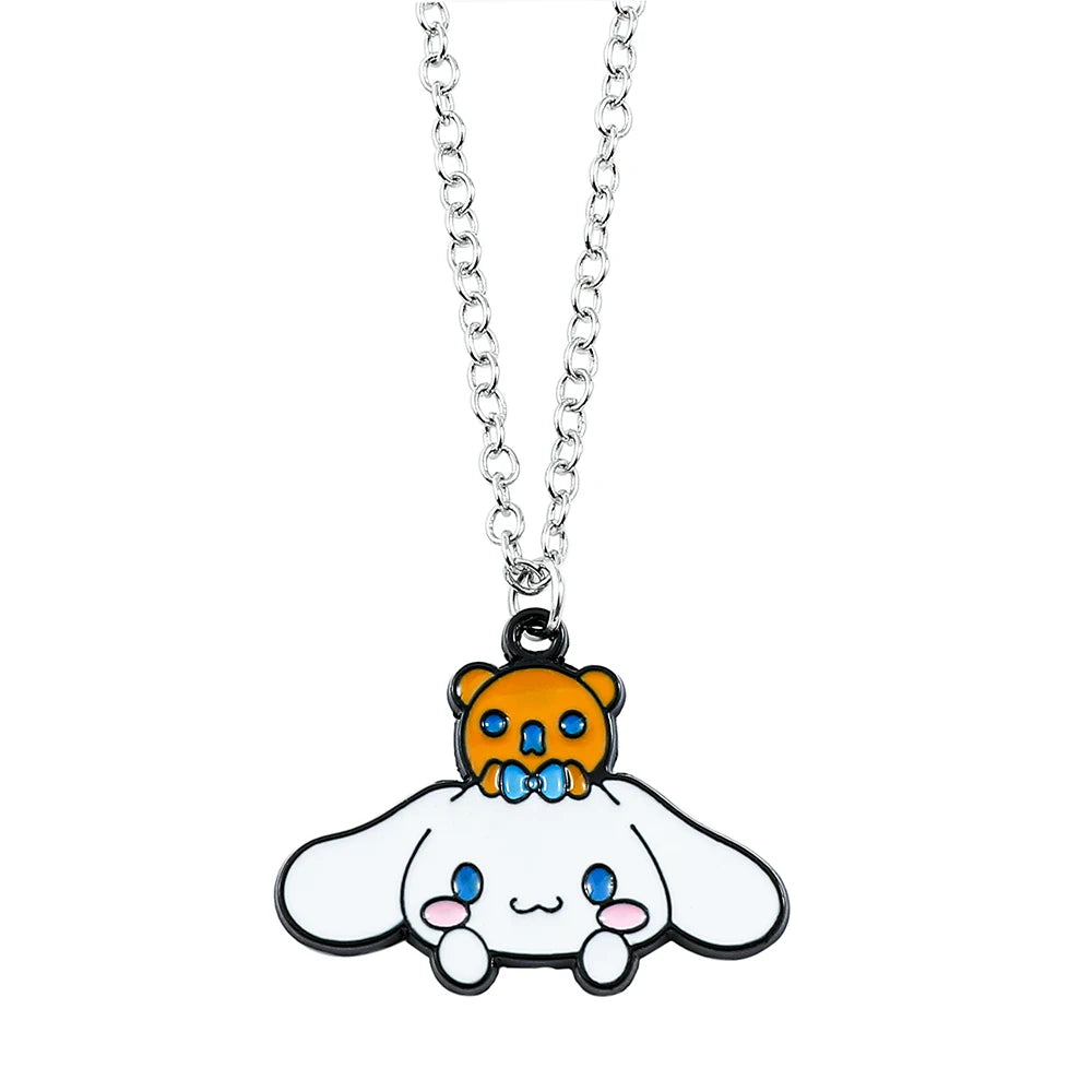 Anime Sanrio Necklace Cute Cartoon Figure Action Cinnamoroll Metal Badge Pendant Necklace Kawaii Jewelry Accessories Gifts