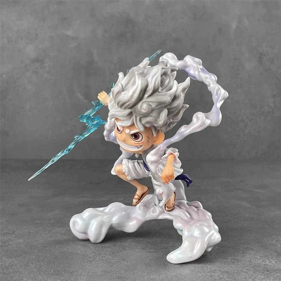 16Cm One Piece Anime Figure Sun God Nika Luffy Gear 5 Q Version Statue Action Figure Model Doll Decoration Collection Toys Gifts