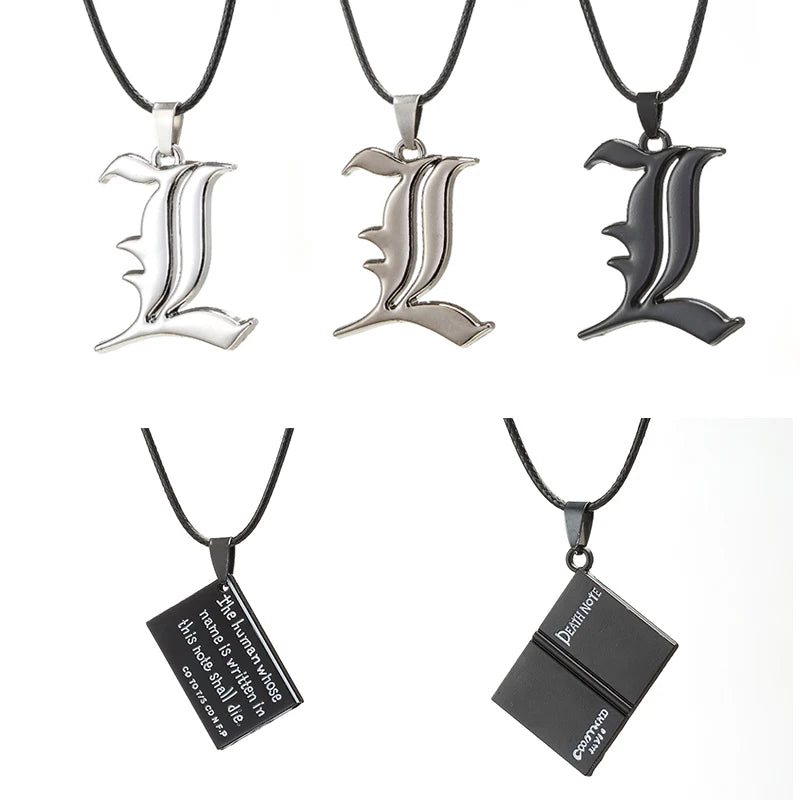 Anime Death Note Necklace Rope Leather Choker Fashion Black Note Book Model Pendant Necklace for Women and Men Accessory